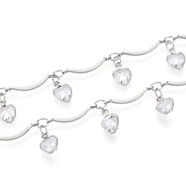 Brass Glass Scalloped Bar Chains