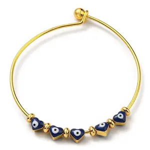 Heart with Evil Eye Enamel Beaded Bangles
