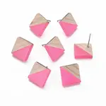 Transparent Resin & Wood Stud Earrings