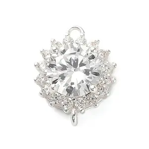 925 Sterling Silver Clear Cubic Zirconia Connector Charms