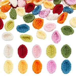 54Pcs 9 Colors Handicraft Milk Cotton Knitting Leaf Ornament Accessories