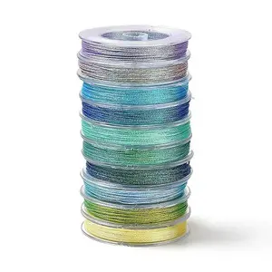 10 Rolls 10 Colors 6-Ply PET Polyester Metallic Thread