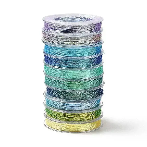 10 Rolls 10 Colors 6-Ply PET Polyester Metallic Thread