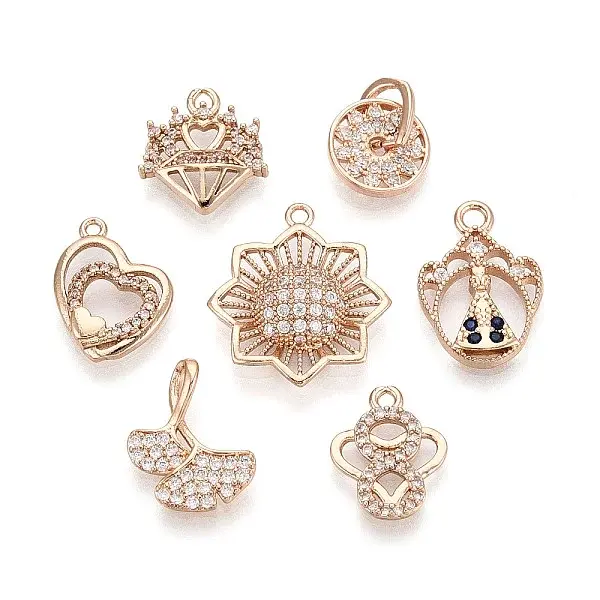 Brass Micro Pave Cubic Zirconia Pendants