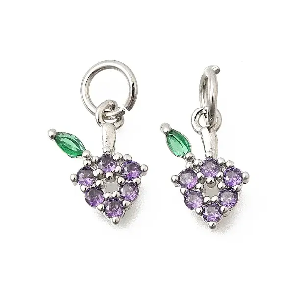 Brass Micro Pave Cubic Zirconia Charms