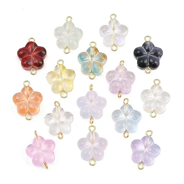 Glass Flower Connector Charms