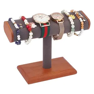 T-Shaped Bar Wood Covered with Microfiber Bracelet Display Stands