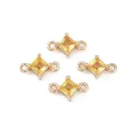 Brass Pave Glass Rhombus Links Connector Charms