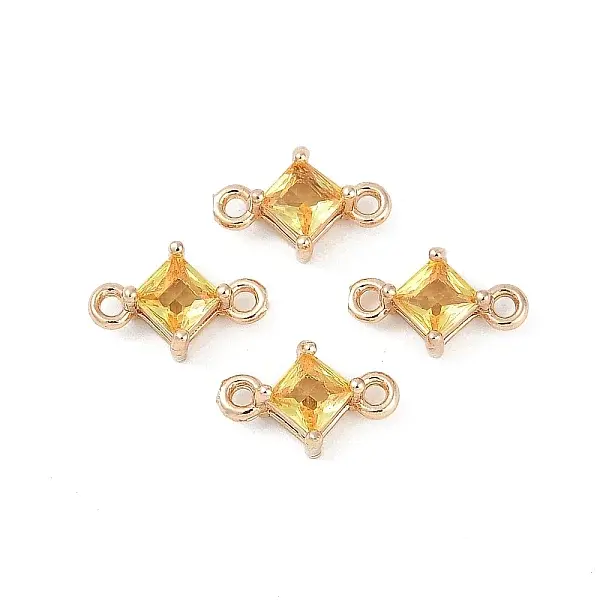 Brass Pave Glass Rhombus Links Connector Charms