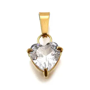 304 Stainless Steel Micro Pave Cubic Zirconia Pendants