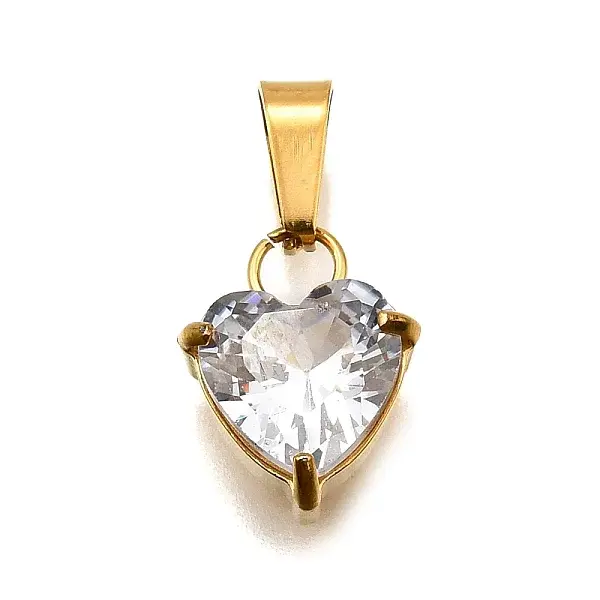 304 Stainless Steel Micro Pave Cubic Zirconia Pendants