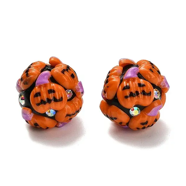 Halloween Theme Polymer Clay Rhinestone Beads with Resin