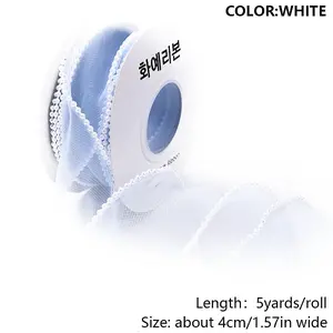 1Roll 5 Yards ABS Pearl Edged Mesh Ribbon for Bowknot Making