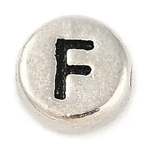 925 Sterling Silver Flat Round with Letter Beads