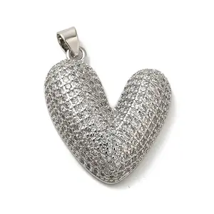 Rack Plating Brass Micro Pave Clear Cubic Zirconia Pendants