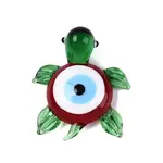 Handmade Lampwork Turtle with Evil Eye Figurine Display Decorations