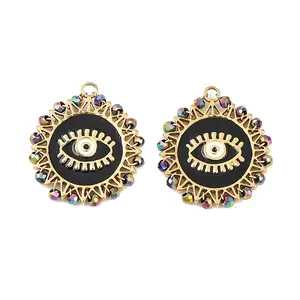 304 Stainless Steel Enamel Glass Pendants