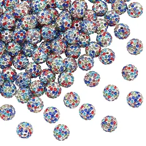 100Pcs Polymer Clay Pave Rhinestone Beads