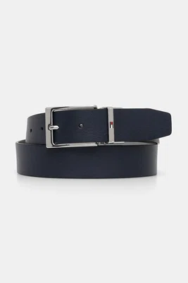 Kožený pásek Tommy Hilfiger pánský, tmavomodrá barva, AM0AM13178