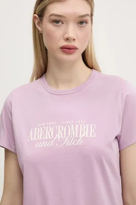 Bavlněné tričko Abercrombie & Fitch fialová barva, KI185-5058
