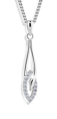 Modesi Elegantní stříbrný náhrdelník se zirkony M02341 (řetízek, přívěsek)