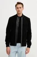 Semišová bunda BOSS Orange Johice černá barva, přechodná, 50543505