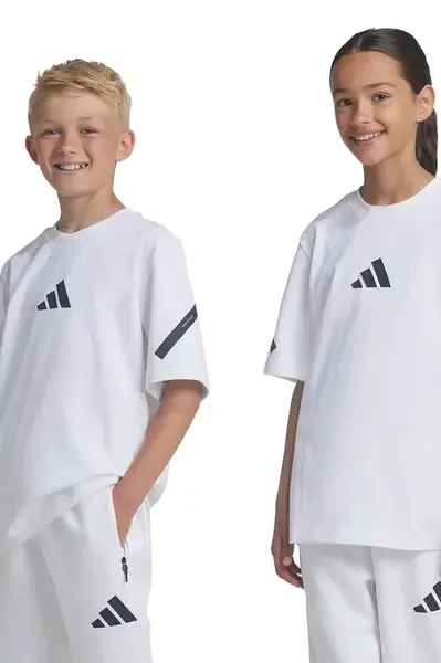 Dětské tričko adidas bílá barva, s potiskem, JJ4144