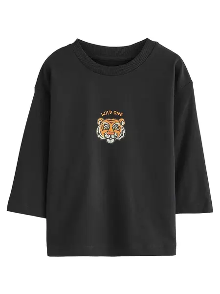Next Tričko  oranžová / čierna / biela