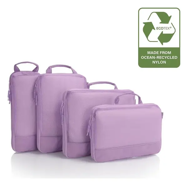 Cestovne organizery Heys Ecotex Compression Packing Cube 4 Pc Set Lilac Blossom
