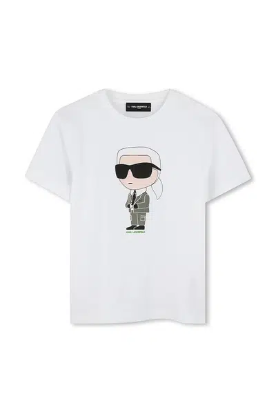 Dětské bavlněné tričko Karl Lagerfeld bílá barva, s potiskem, Z30437