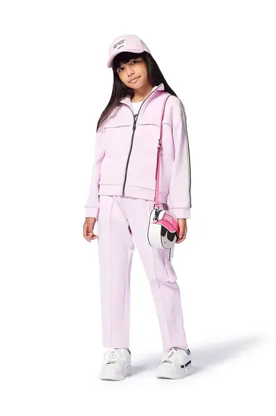 Dětská mikina Karl Lagerfeld růžová barva, s aplikací, Z30483