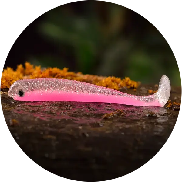 Redbass gumová nástraha ripper swimmer slim pink g uv - s 70 mm glow