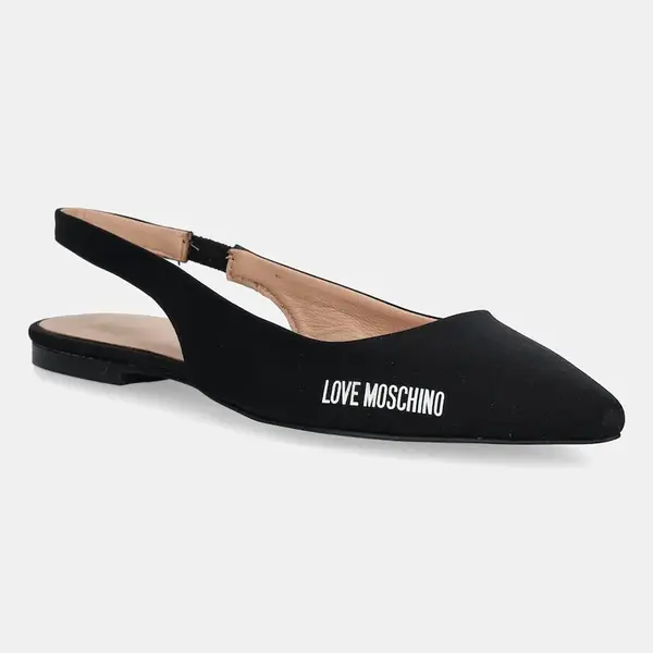 Baleríny Love Moschino černá barva, s odkrytou patou, JA11021G1MIM0000