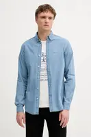 Bavlněná košile Pepe Jeans pánská, modrá barva, slim, s límečkem button-down, PM3090014C0