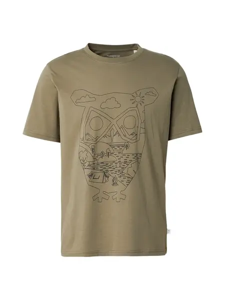 KnowledgeCotton Apparel Tričko  kaki / čierna