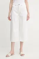 Kalhoty United Colors of Benetton dámské, bílá barva, high waist, 4LEDDF09P