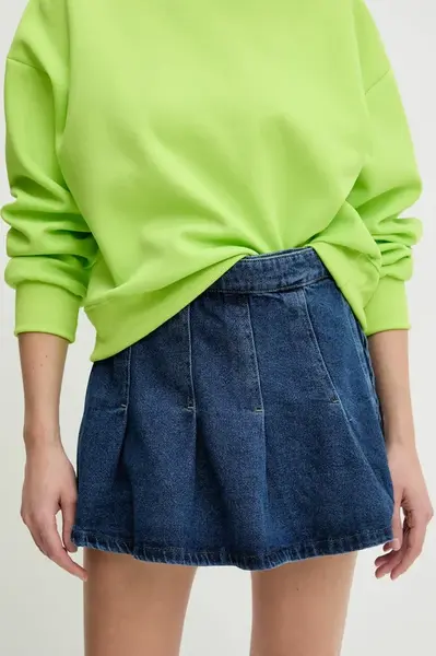 Džínová kalhotová sukně Answear.LAB modrá barva, high waist