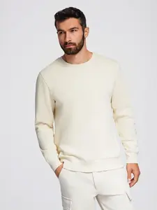 Ombre BASIC men's sweatshirt with round neckline - cream