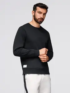 Ombre BASIC men's sweatshirt with round neckline - black