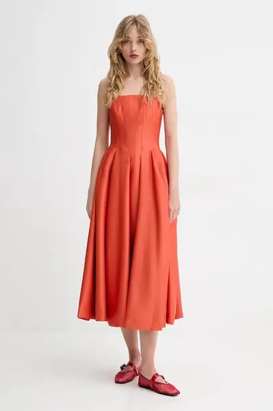 Šaty Stine Goya oranžová barva, midi, SG-SS25-D092-2349