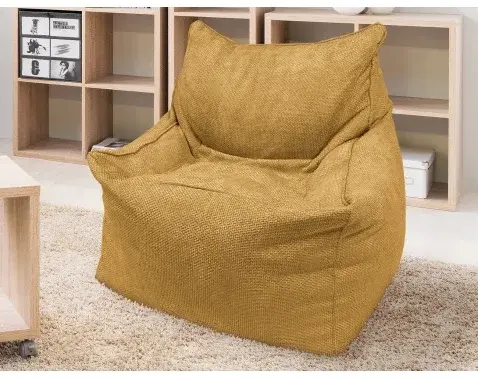 Sedací vak Norvik, jantárovo žltá štruktúrovaná tkanina%