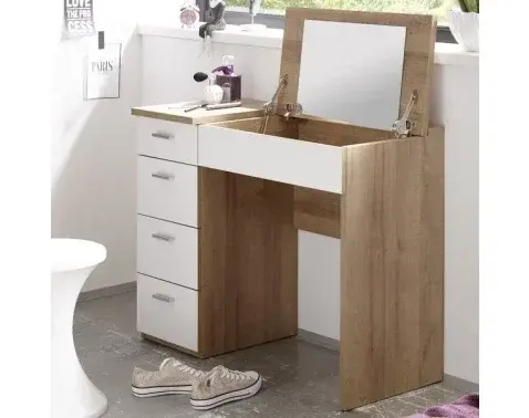 Toaletný/písací stolík Make Up, dub sonoma/biely%