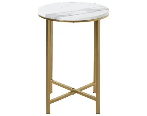 Okrúhly odkladací stolík Albufeira 39 cm, zlatý/mramorový%