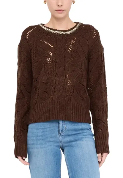 Hnědý vzorovaný svetr Liu Jo
