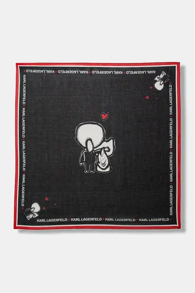 Šátek s příměsí hedvábí Karl Lagerfeld IKON VALENTINE