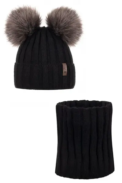 Sada čepice a šály Ander BIANCA - ČERNÁ