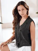 Tmavě šedý pletený svetr bez rukávů