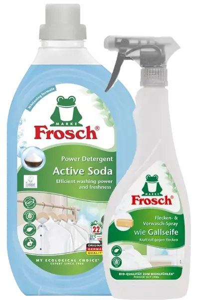 FROSCH Prací gél s aktívnou sódou 1500 ml + Odstraňovač škvŕn „žlčové mydlo“ 500 ml