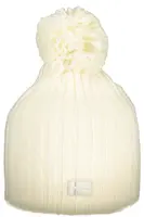 Bílá pletená čepice s bambulí