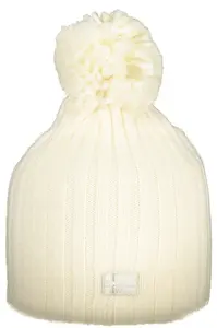 Bílá pletená čepice s bambulí